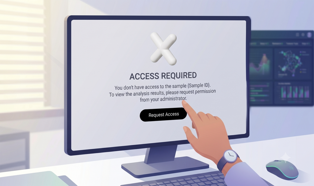 Access request screen for restricted sample data.